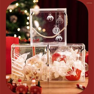 Christmas Decorations Transparent Snowflake Elk Gift Box Pastry Bags Spring With Handle Candy Biscuit Baking