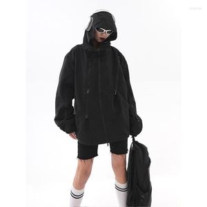 Damenjacken Harajuku Y2K Übergroße schwarze Kapuzenjacke für Frauen Vintage Reißverschluss vorne offen kausal Sportmantel weiblich Frühling Herbst Kleidung