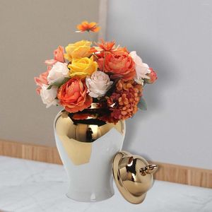 Garrafas de armazenamento vaso de flores de cerâmica jarte de templo exibir gengibre de porcelana para festa de escritório