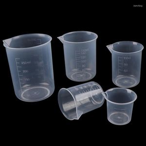 2pcs 250ml/150ml/100ml/50ml/25ml Laboratório de cozinha transparente Laboratório plástico copo de medição volumétrica de plástico