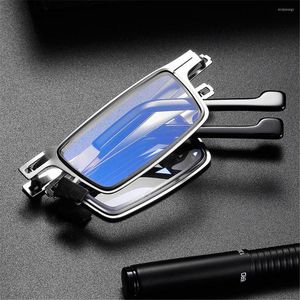 Sunglasses Metal Square Presbyopic Eyewear Folding Reading Glasses Men Anti-Blue Light Blocking Computer Eyeglasses