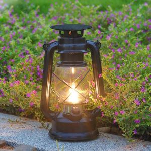 Solar Light Outdoor Camping Retro Wrought Iron Lantern Star European Night Portable Adjustable Brightness Charging