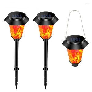 Utomhusbelysning Trädgårdslampor Solar Lawar Light Flickande Flame Torch Yard Patio Dekoration