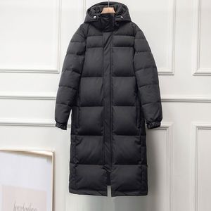 Damen Daunenparka S4XL Schwarzer Baumwollmantel Winter Maxijacke mit Kapuze verdicken locker warm lang gepolstert gesteppt C376 230111