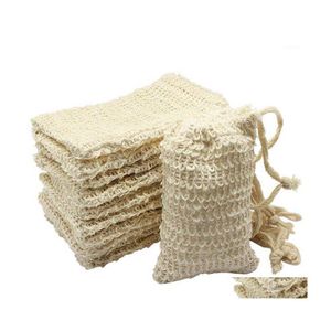 Hängande korgar duschbad sisal tvålväska naturlig exfolierande sparare påsarhållare 50pcs1 droppleverans hem trädgård hushållsorganisationer dhjwe