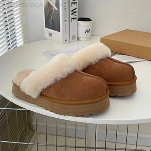 Classic Mini Disquette Platform Slipper Slip On Snow Boots Suede Shearling Fur Sandal Slide Thick Bottom Mule Chestnut Black Grey Australia