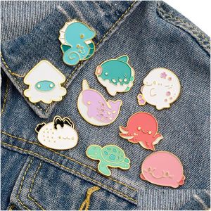 Pinos broches desenho animado fofo marinho vital pinos de broche definido Animal engraçado Hippocampus Tortoise Tortoise Paint for Children Jewelry Gift Badg Dh4gh