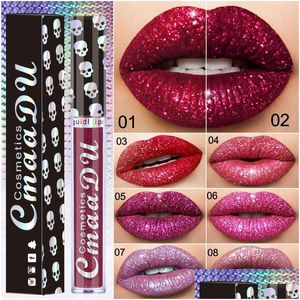 Глянцевая глянцевая капля Cmaadu Diamond Shining Gipgloss Halloween вечеринка Женщины косметика Gliter Metallic Profession