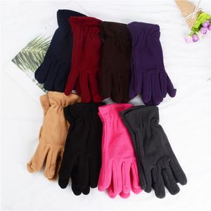 Zimowe rękawiczki kobiety Pięć palców ciepłe rękawiczki Dziewczyny Solidny kolor mody na świeżym powietrzu Czarno -Bue grube ozdoby zimnej pogody