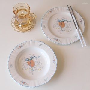 Пластины Cutelife Vintage Ceramic Ceramic Dailware Завтрак торт торт молоко кофейная чашка милая мультипликационная тарелка кухонные набор