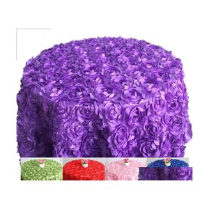 Tovaglia Vari colori Rosetta rotonda Ricama Er 3D Rose Flower Design per la festa nuziale El Drop Delivery Home Garden Textiles Dhav3