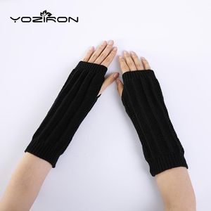 Fünf Finger Handschuhe Winter Mode Frauen Fingerlose Herbst Frühling Warme Polyester Erwachsene Mädchen Fäustlinge Schwarz Handwärmer