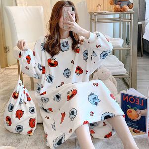 Pijama de roupas de sono feminino Woman Winter Warm Sets Ladies Pijamas Nightdress Flannel Pijamas Mujer Clothes Home Roupos 2023