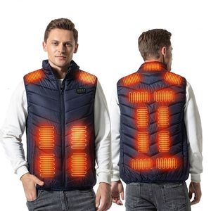 Herrvästar 13/17 områden uppvärmda väst män USB uppvärmning Vest Winter Electrical Heat Jacket Outdoor Hunt Waistcoat vandring plus storlek 6xl 230111