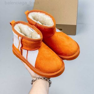 Big Lettter Paint Kid Infant Snow Booties Australien Designer Stövlar Super Mini Suede Ankle Boot Boy Girl Chestnut Grey Classic Fluff Wool