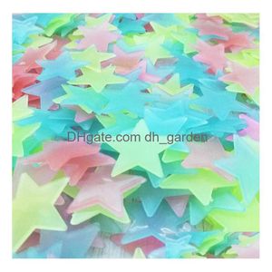 Adesivos de parede 600pcs 3d estrelas brilham no adesivo de paredes fluorescentes luminosas escuras para crianças quarto de bebê teto home de dhgarden dhk4v