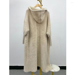 Malhas femininas 2023 moda peluda grossa quente longa jaqueta falsa luxuosa x longa casacos casaco feminino