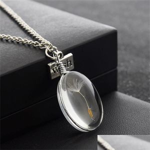 Pendant Necklaces Fashion Jewelry Diy Oval Glass Dandelion Necklace Wish Chain Drop Delivery Pendants Dhkx0