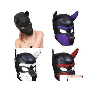 Other Event Party Supplies Exotic Accessories Sexy Cosplay Fashion Padded Latex Rubber Role Play Dog Mask Puppy Fl Head With Ears Dhual