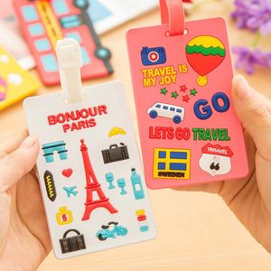 Carino Moda Viaggio Bagagli Tag Chiavi Accessori Cartoon Gel di silice Valigia ID Indirizzo Titolare Bagaglio Imbarco Etichetta portatile Drop FSXJY126