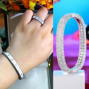 Halsband örhängen set underbar trendig glittrande stapel armband ring för kvinnor brud bröllop perfekt gåva hög kvalitet
