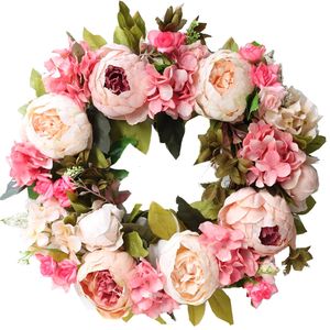 Juldekorationer Peony Simulated Garland Rattan Ring Decoration Pography Props Wedding Wreath Flower Home Door Decoration 230110