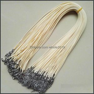 Cord Wire Wholesale 1.5Mm Light Yellow Wax Leather Necklace Rope 45Cm Chain Lobster Clasp Diy Jewelry Accessories 100Pcs Drop Deli Dhthx
