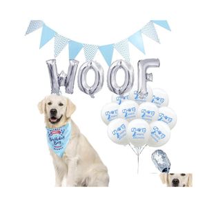 Party Decoration Dog Birthday Balloons Globos Letter Balloon Woof Accessories Pet Products Safari Hat Rose Gold Drop Delivery Home G Dhqix