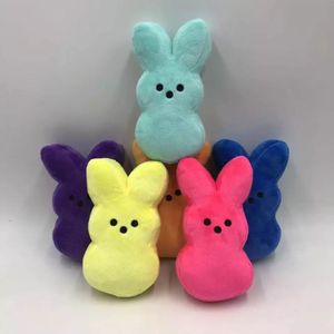 15 cm Mini Easter Bunny Peeps Plush Doll Pink Blue Gul Purple Rabbit Dolls For Childrend Söta mjuka plysch Toys Wholesale E0111