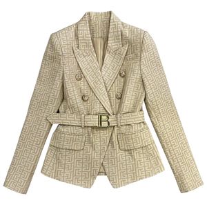 Женские костюмы Blazers Tide Brand Retro Fodyer Designer Labyrinth Latece Series Jutd Jacket Lion Двороображенная стройная плюс-размер женская одежда с ремнями A61