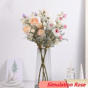 Dekorative Blumen Seidenrose Künstlicher Blumenstrauß für Mädchen Geburtstagsgeschenke Romantisches Zuhause Wohnzimmer Hochzeitsdekoration Fake