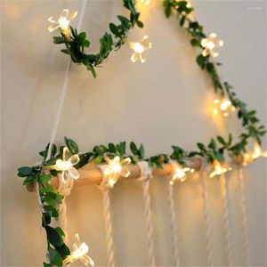 Stringhe 10/20/40leds Cherry Blossom Flower Garland Vine String Lights Batteria / USB alimentato per San Valentino Decorazioni natalizie per matrimoni