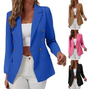 Women's Suits Blazer Women's Coat Notched Collar Lapel Long Sleeve Flap Pockets Office Autumn Ladies Double Breasted Outerwear