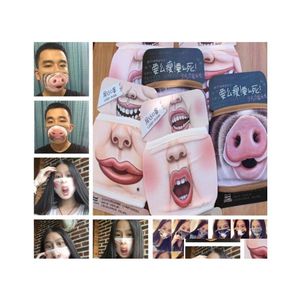 Designer Masks Funny Mouth Mask Cute Anti Dust Teeth Cotton Cartoon Face Emotiction Masque Washable Reusable Drop Delivery Home Gard Dhcqg