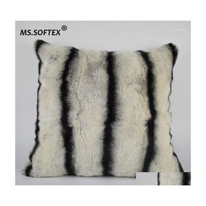 Подушка/декоративная подушка г -жа Softex Natural Rex Fur Case Chinchilla Design Real Dispion Er мягкие дома украшение1 доставка до доставки дома dhgmb