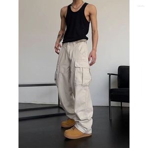 Herrenhose, japanische Cityboy-Overalls aus schwerer Baumwolle, breites Bein, europäische und amerikanische Straße, hohe Taille, schlanke Hiphop-Big-Mouth-Tasche, Mode