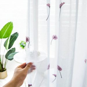 Cortina de tule bordada rosa cortinas para os tratamentos da janela da sala, quarto de cozinha Organza Firanka do Salon