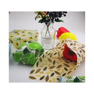 Food Savers Storage Containers 3Pcs/Set Zero Waste Reusable Wrap Sustainable Plastic Beeswax Wraps Snack Fruit Packaging Kitchen F Dhhj9