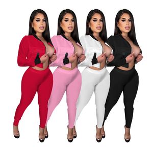 Tute firmate Donna Autunno Inverno Abbigliamento Abiti a maniche lunghe Cerniera Giacca e pantaloni Due pezzi Set Outwork Sportswear Casual Jogger tute Tute 8459