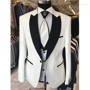 Męskie garnitury czarne szczyt lapel światło granatowe men 3 szt. Kostium Homme Slim Fit Wedding Tuxedos Groom Prom Terno Masculino Blazer