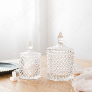 Garrafas de armazenamento jarro de vidro europeu alívio moderno decorativo quarto jóias recipiente em casa sala de estar com mesa de café jarros cubos de açúcar