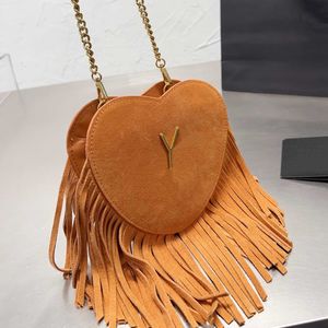 Hot Y Letter Chain Heart-Shaped Shoulder Womens Designer Bag Crossbody Bags Ladies Mini Tassel Purse Handbag Woman Fashion Classic Solid Color Wallet