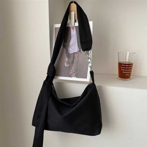Черные сумки через плечо для женщин 2022 Дизайнерская сумка Нейлоновая сумка-шоппер для девочек Цепочка со съемным регулируемым ремешком Сумка через плечо 011123H