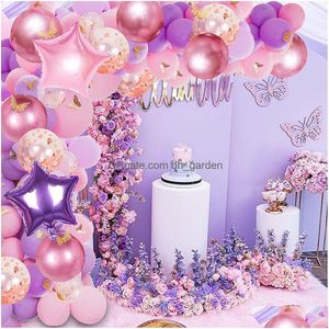 Other Event Party Supplies Christmas Purple Balloon Golden Butterfly Garland Decoration Ladies Girls Baby Birthday Drop De Dhgarden Dhycq