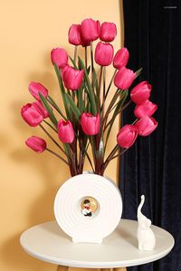 Flores decorativas decoração de casa tulipas artificiais orquídea orquídea magnólia simulação de flor de seda tulipe decoração de decoração ornamentos em vasos