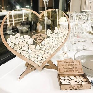 Other Event Party Supplies Heart Shape Wedding Guest Book DecorDrop Guestbook Wooden Signature Birthday Props Decoration 230110