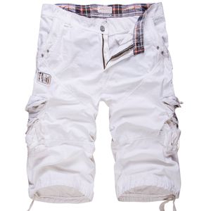 Pantaloncini da uomo larghi di grandi dimensioni in cotone cargo tattico casual tinta unita patchwork bianco militare lunghezza al ginocchio 230110