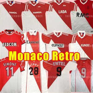 Retro Versiyon Monako Futbol Formaları Klasik Home 77 82 90 91 92 94 95 96 97 98 99 00 1977 1982 1990 1991 1999 2000 olarak Ben Yedder Jovetic Golovin Jorge Vintage Futbol Gömlek