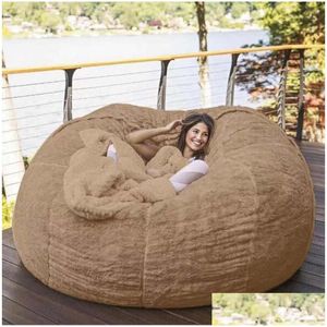 椅子はers 135150cm nt fur bean bag er vig Round Soft Fluffy Faux Beag lazy Sofachair Drop Delivery Home Garden Textiles sas241y