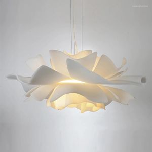 Pendant Lamps Nordic Art Chandelier Lights Modern Creative White Flowers Hanging Lamp Restaurant Living Room Clothes Girl Home Fixture